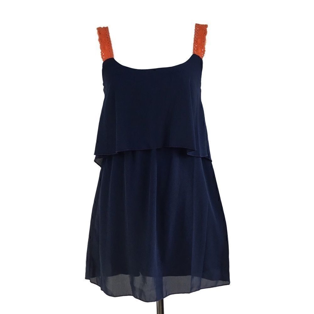 Fascination Tank Top Blue & Orange, Small
